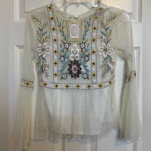 Altar'd State Boho Embroidered Sheer Floral Blouse Festival Top XS